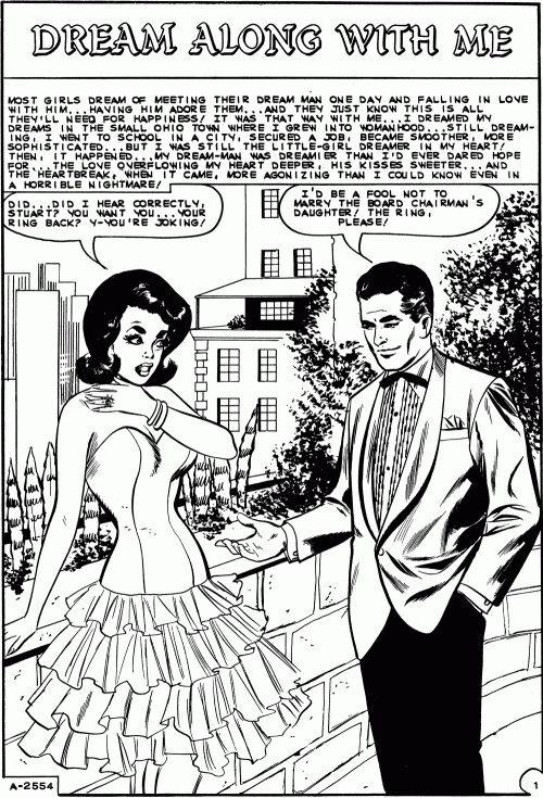 Art from First Kiss #32, 1963. Click art to enlarge.