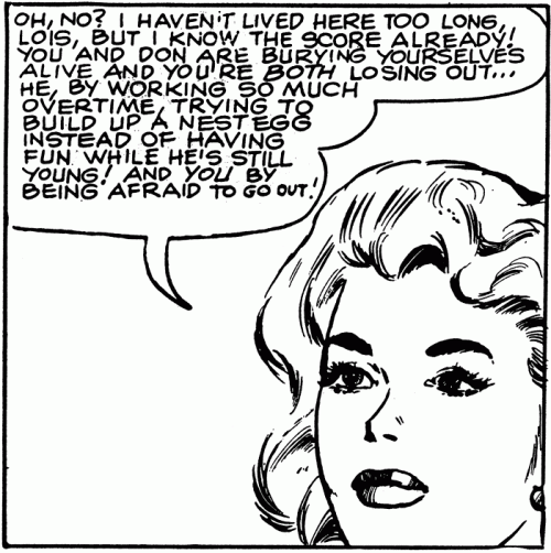 Original art "The Girl Next Door" from First Kiss #3, 1958.