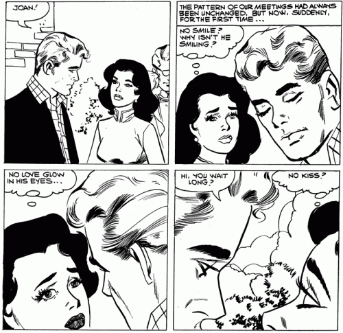 Art from "Forced Meeting"  in First Kiss #6, 1958.