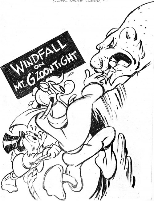 Alternative cover sketch by William Van Horn from one of our first stories together "Windfall on Mt. G'zoontight" in DuckTales #7, 1989.