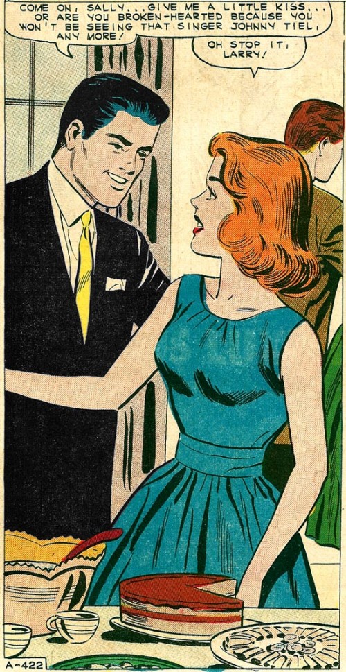 Art by Charles Nicholas and Vince Alascia from First Kiss #21, 1961.