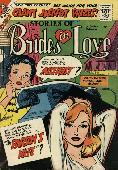 Art possibly by Charles Nicholas & Dick Giordano. From Brides in Love #13, 1959.