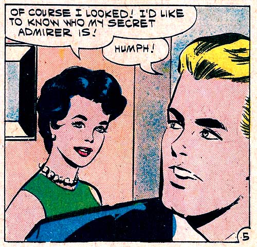 Art by Vince Colletta Studio from the story "A Bouquet of Roses" in FIRST KISS #20, 1961.