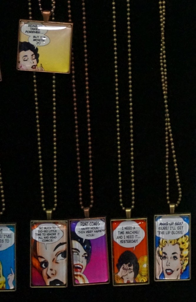 A closeup of a few of Debbie's Last Kiss pendants.