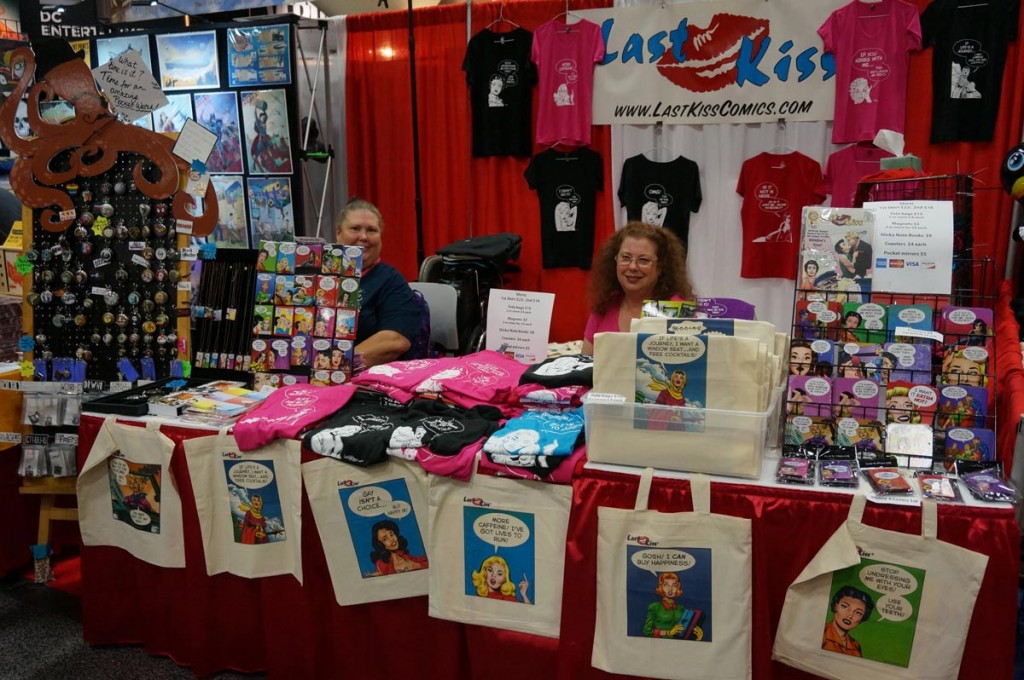 Although we tried to keep things neat, the Last Kiss booth sometimes got a bit disheveled after visits from enthusiastic fans. (In the background (l) Debbie Luccareni-Hogan and (r) my sister Lisa Hernandez.