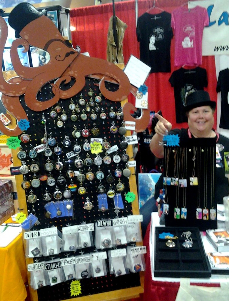 Debbie Luccareni-Hogan and her amazing steampunk (and Last Kiss) jewelry were a new addition to the booth this year.