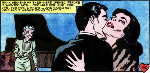 Art by Vince Colletta Studio from "Love Comes Later" from FIRST KISS #15, 1960.