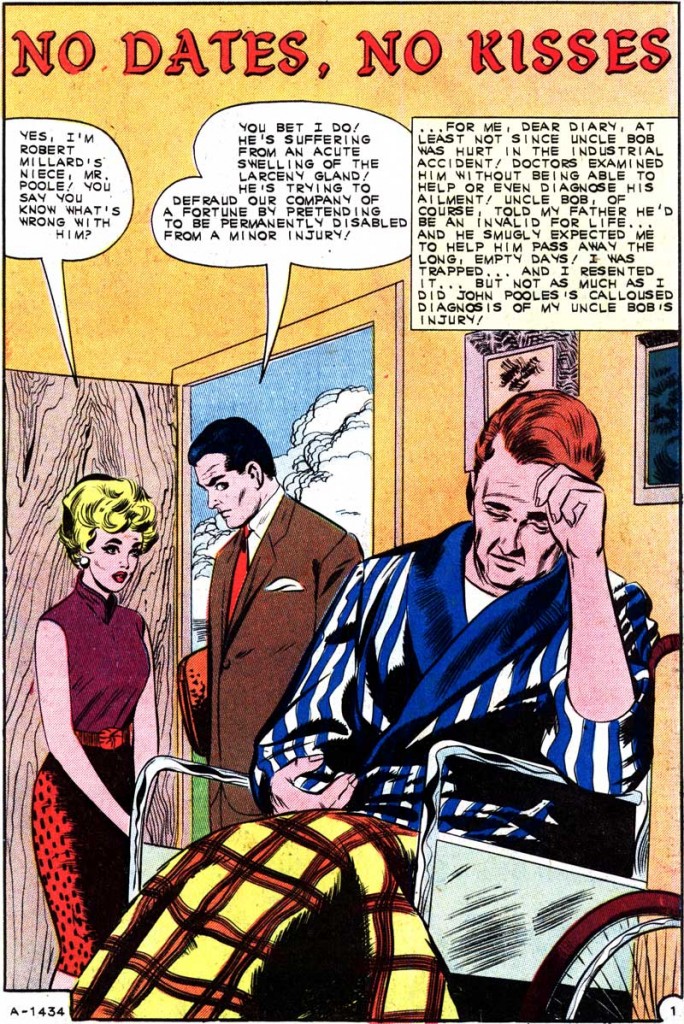 Art by Vince Colletta Studio in the story "No Dates, No Kisses" in FIRST KISS #27, 1962.