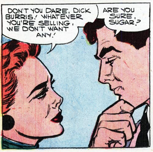 Art by John Tartaglione from the story "My Confidence Man" in FIRST KISS #5, 1958.