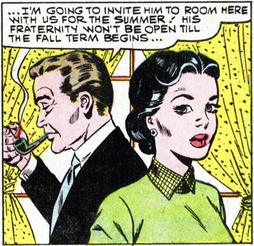 Art by Dick Giordano from the story "The Serious Type" from FIRST KISS #13, 1960.