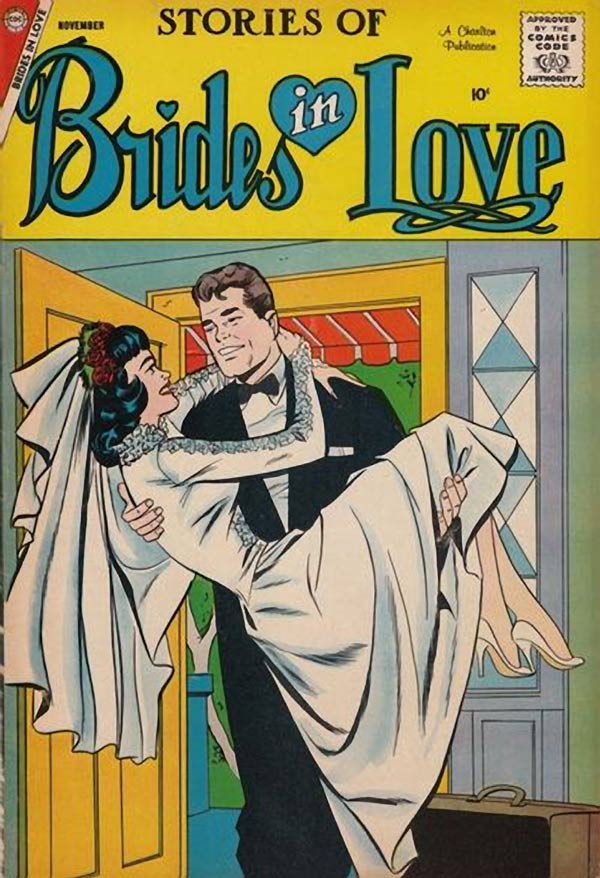 Unsigned, but probably by Charles Nicholas & Vince Colletta. From the cover of BRIDES IN LOVE #10, 1958.