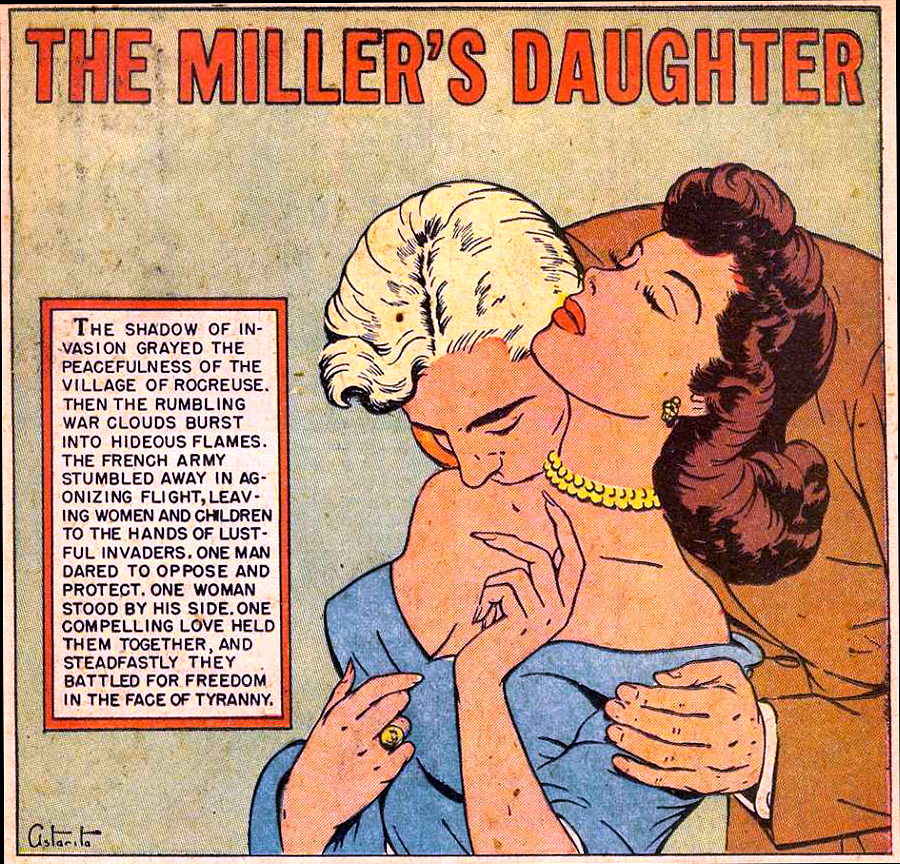 Art by Rafael Astarita in the story "The Miller's Story" For A Night of Love #1, 1951.
