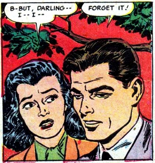 Art by Reed Crandall from the story "Bitter Love" in CINDERELLA LOVE #2 (Ziff-Davis), 1951.