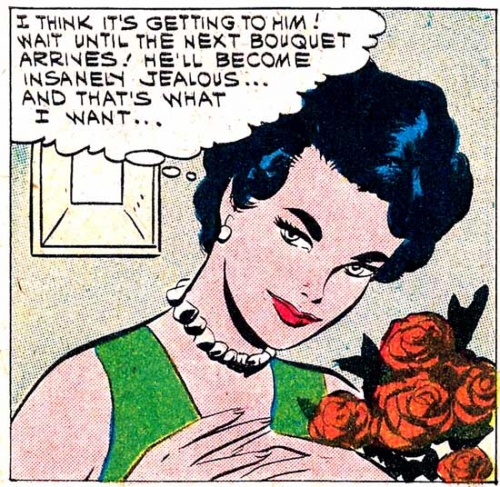1961 art by Vince Colletta Studio from the story "A Bouquet of Roses" in FIRST KISS #20.