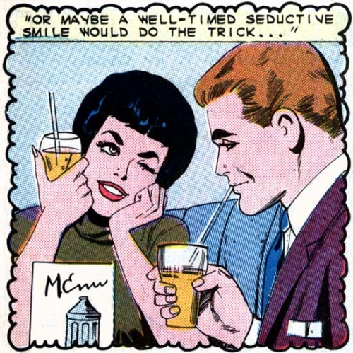 Art by the Vince Colletta Studio from the story "Perplexed" in First Kiss #38, 1964.