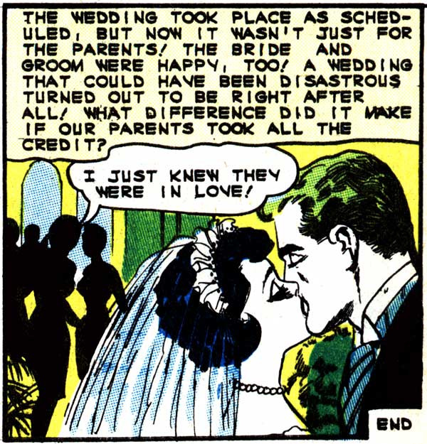 Art by Vince Colletta from the story "Involuntary Bride" in FIRST KISS #40, 1965.