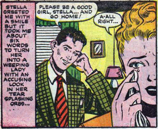 Artist unknown. From the story "Censored" in ALL TRUE ROMANCE #2, 1951.