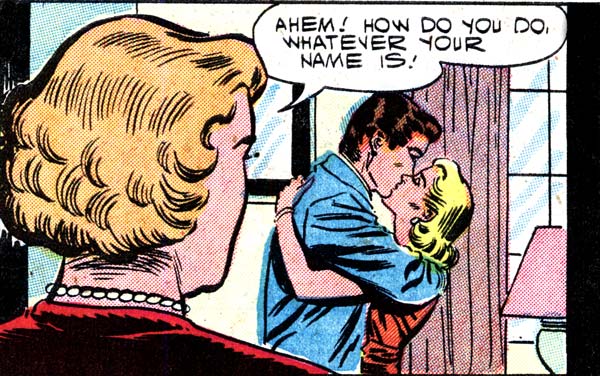 Art by Charles Nicholas & Sal Trapani from the story "Good Ole Joe" in FIRST KISS #1, 1957.