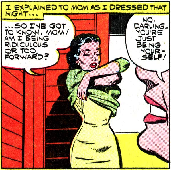 Art by Dick Giordano from the story "The Serious Type" in FIRST KISS #13, 1960.