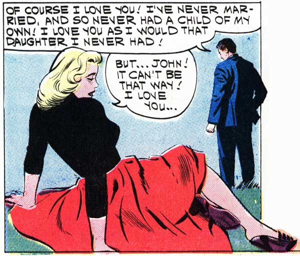 Penciller unknown. Inked by Dick Giordano. From the story "My Foolish Heart" in FIRST KISS #21, 1961.
