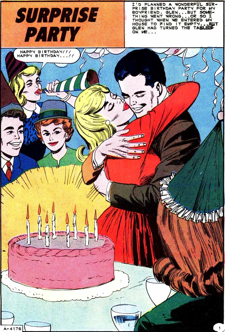 Art by Vince Colletta Studio from the story "Surprise Party" in FIRST KISS #40, 1965.