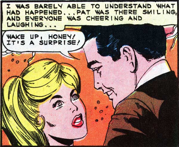 Art by Vince Colletta Studio from the story "Surprise Party" in FIRST KISS #40, 1965.