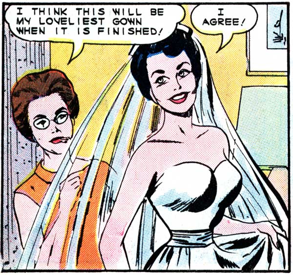 Art by Vince Colletta from the story "Involuntary Bride" in FIRST KISS #40, 1965.