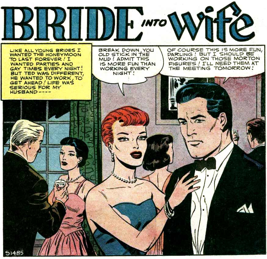 Artist unknown. From BRIDES IN LOVE #3, 1957.