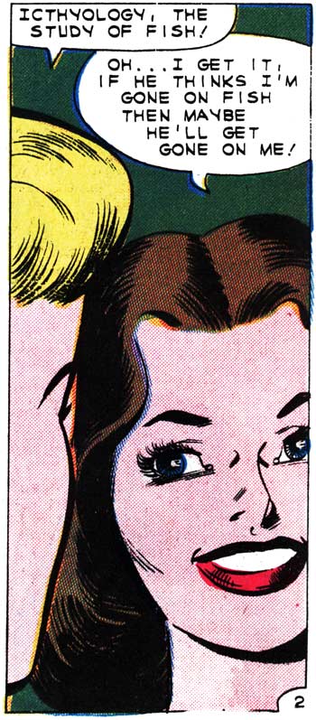 Art by Charles Nicholas & Sal Trapani in the story "My Silent Love" in FIRST KISS #21, 1961.