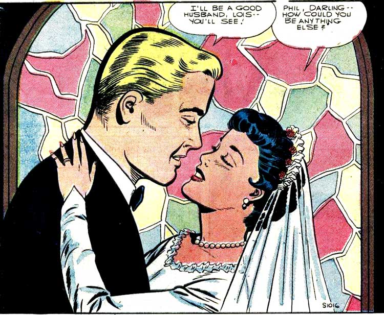 Pencils by Charles Nicholas. ( Inks possibly by Jon D'Agostino.) From the story "The End of the Honeymoon" in BRIDES IN LOVE #1, 1956.