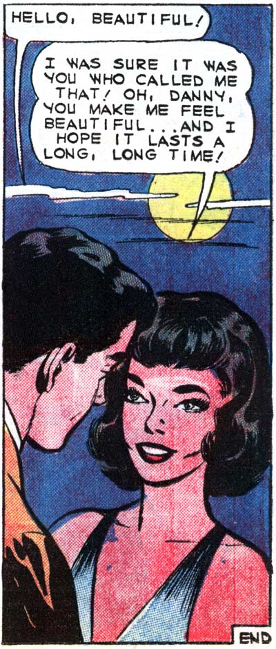Inks by Dick Giordano from the story "Hello, Beautiful" in FIRST KISS #12, 1950.