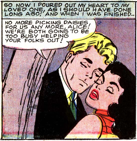 Art by Vince Colletta Studio from the story "He loves Me Not" in FIRST KISS #3, 1958.