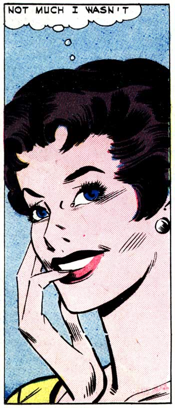 Art by Charles Nicholas & Sal Trapani from the story "How He Came to Kiss Me" in FIRST KISS #21, 1961.