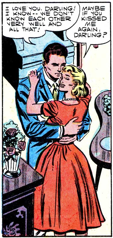 Art by Charles Nicholas & Sal Trapani from the story "Good Ole Joe" in FIRST KISS #1, 1957.