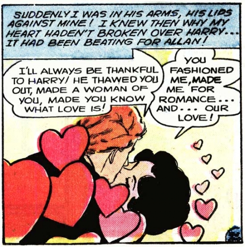 Art by Vince Colletta Studio from the story "Made for Romance" in FIRST KISS #4, 1958.