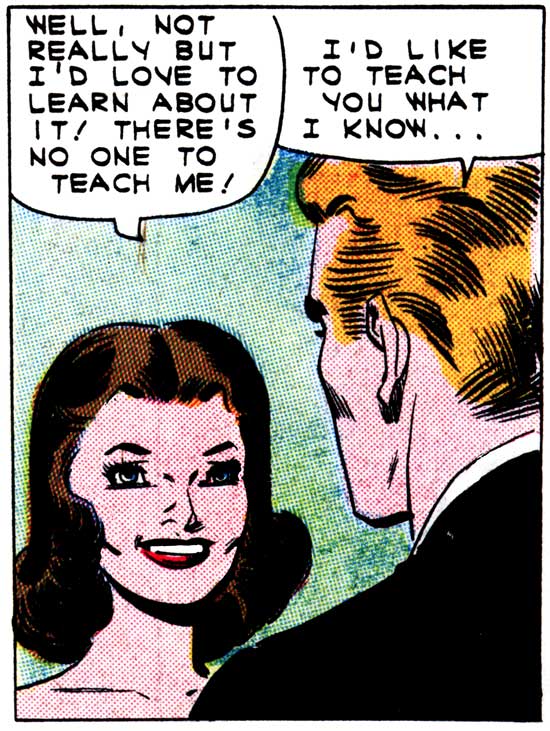 Art by Chasal (Charles Nicholas & Sal Trapan) from the story "My Silent Love" in FIRST KISS #21, 1961.