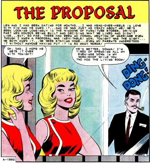 Art by Dick Giordano from the story "The Proposal" in FIRST KISS #31, 1963.