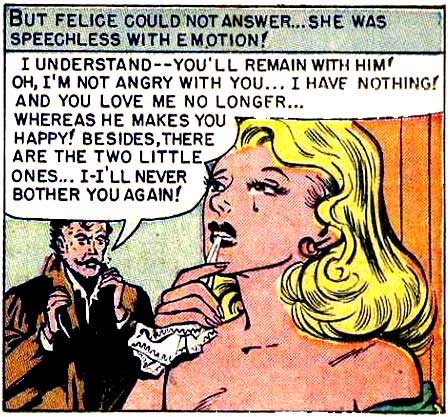 Artist unknown. From the story "The Loves For Felicie" in A NIGHT OF LOVE #1, 1952.