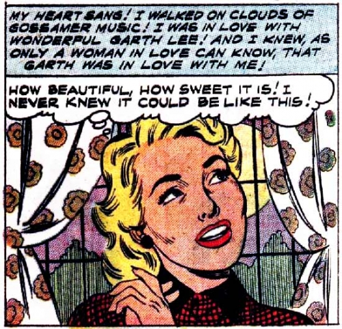 Art by John Tartaglione from the story "Too Many Sweethearts" in SWEETHEARTS #44, 1958.