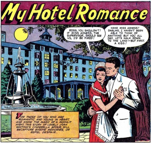 Art by Nina Albright from the story "My Hotel Romance" in CINDERELLA LOVE #1, 1950.